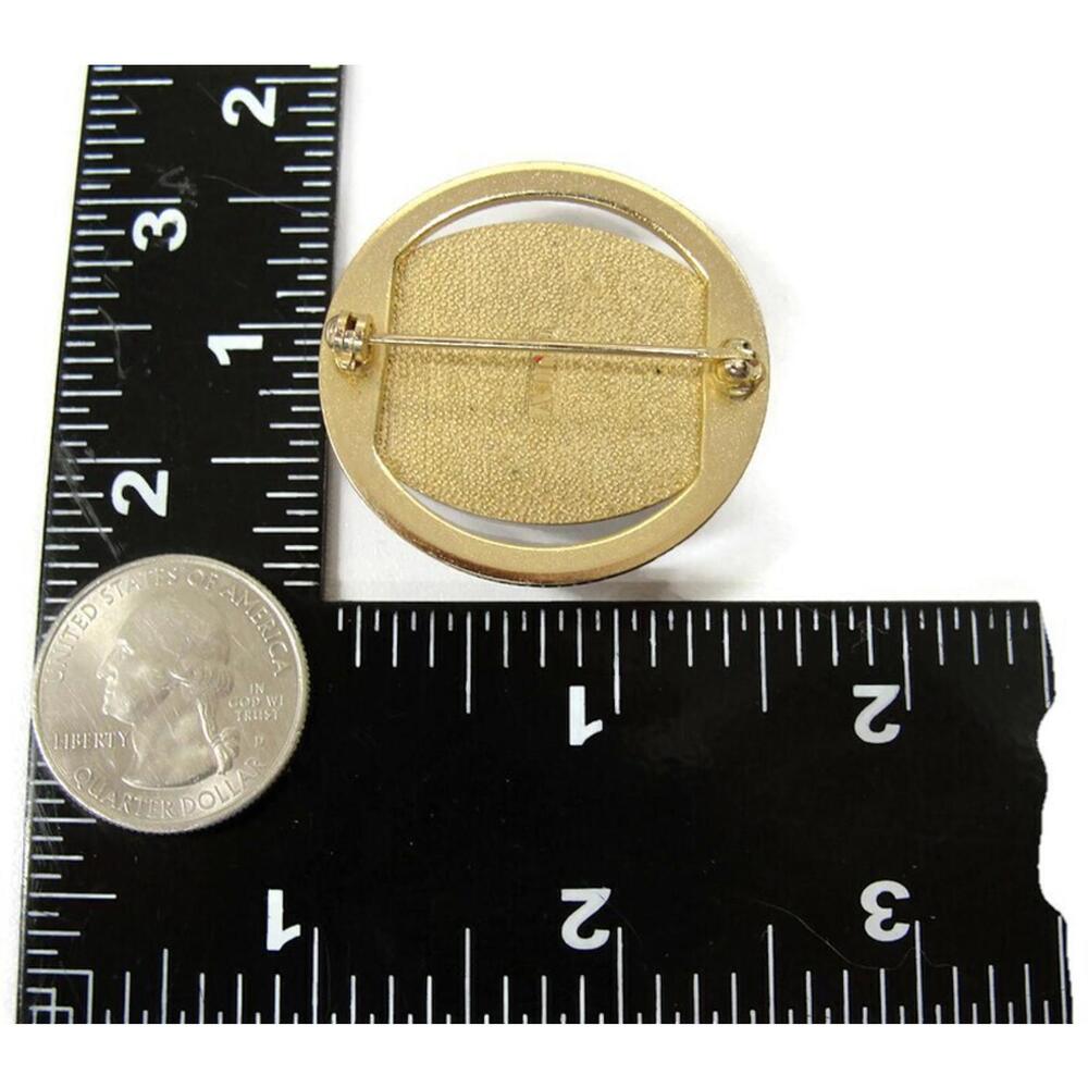 Vintage Avon Brooch Costume Jewelry White Glass Oval Center on Gold Tone - Picture 7 of 12